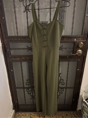 NWOT Derek Heart Olive Green Wide-Leg Button Front Jumpsuit